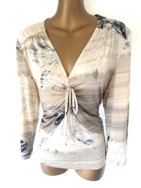Joseph Ribkoff  Silky V neckline top UK16 elbow sleeves ruched front (7026