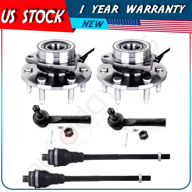 Fit For 1999-2006 GMC Sierra 1500 Front 6 Pcs Tie Rod End Wheel Hub Bearing