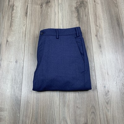 J.Hilburn ADW Dress Pants Casual Blue 100% Wool Mens Size 35 X 33
