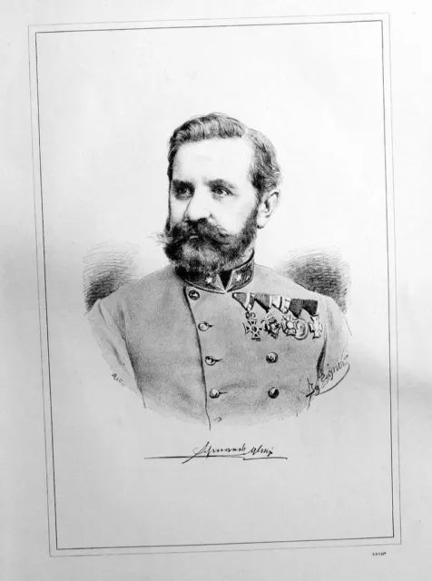 1880 - Karl Ritter von Schmarda Portrait Lithographie litho lithograph