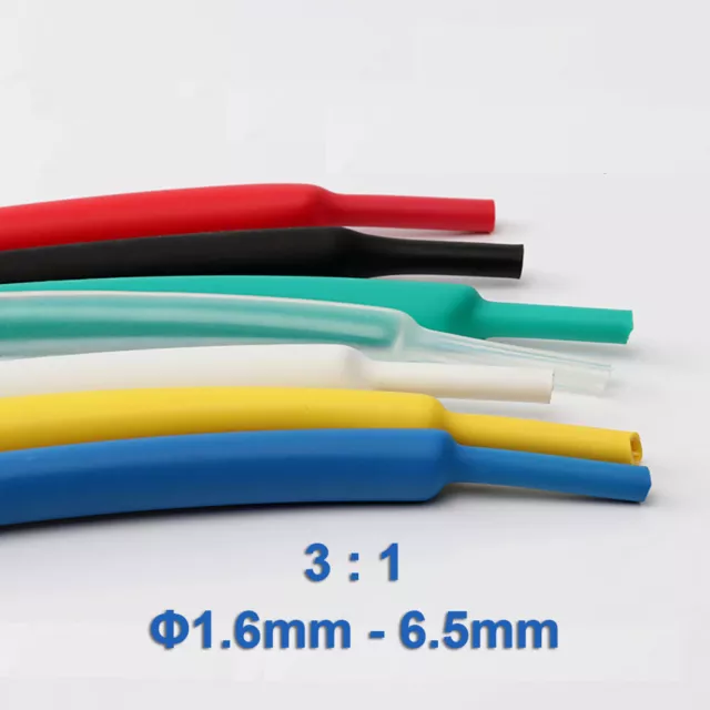 Heat Shrink Tube 3:1 Adhesive Glue Lined Tubing Heatshrink Φ1.6mm-6.5mm Sleeving