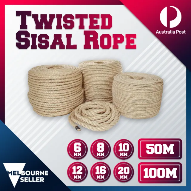 Natural Fibre Twisted Sisal Rope Jute Manile Hemp Pet Cat Art Craft Cord Outdoor