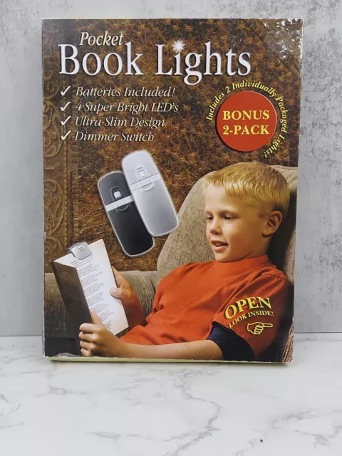 Vintage Book Light 2 Pack Super Bright LED Pocket Size * NEW*