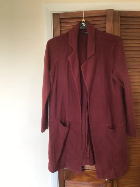 Ladies Size 16 Burgundy Longline Cardigan/Jacket