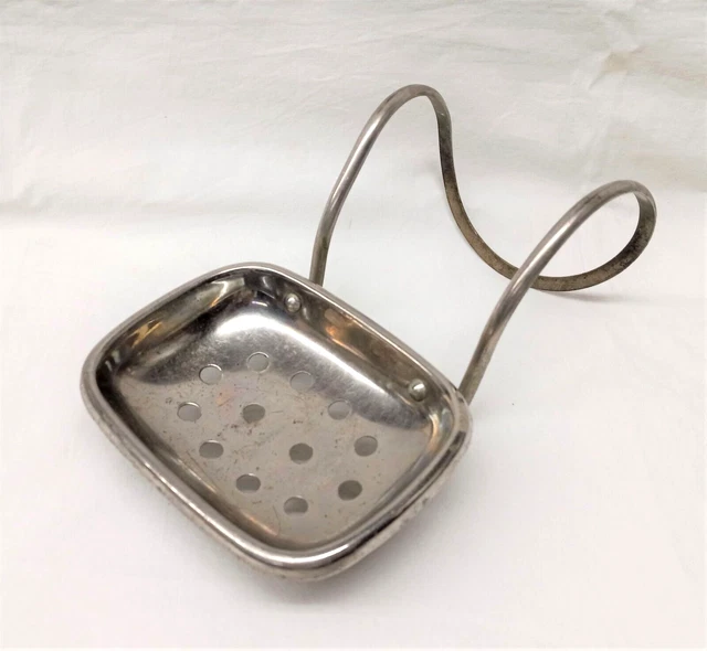 Victorian Antique Brasscrafters Soap Dish Feb. 4 1902 Nickel Plated Brass