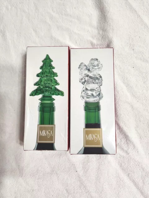 Mikasa Holiday Green Austrian Crystal Tree & Cheurb Angel Wine Bottle Stopper