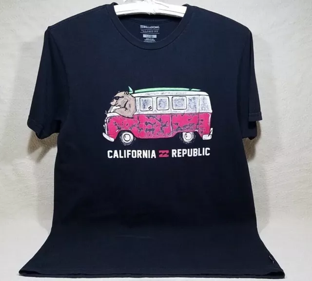 Billabong Vw Bus Bear California Republic Surfboard Black Petit Small T-Shirt