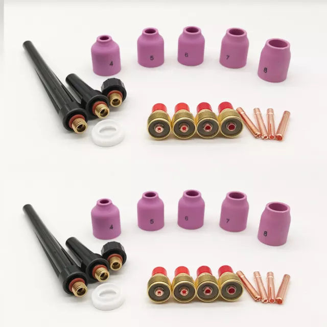 17Pcs TIG Gas Lens Collet Body Assorted Size Kit Fit SR WP9 20 25 TIG Welding