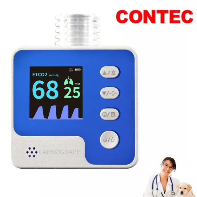 VET CO2 Mainstream ETCO2 Kapnograph Atemfrequenz Endtidaler CO2-Patient CONTEC