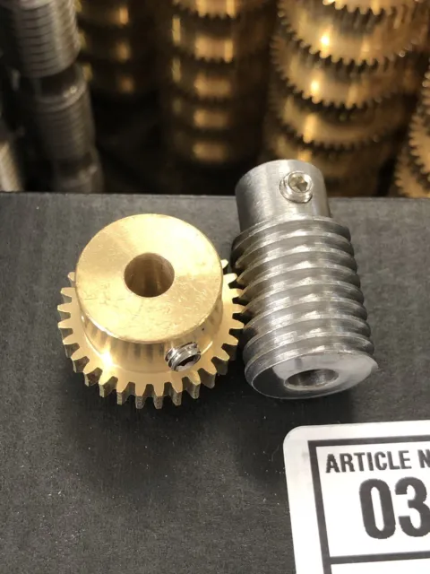 Matching Bronze Worm Gear Set 30:1 Ratio 32 Pitch 1/4” Bore From Boston Ma. Look