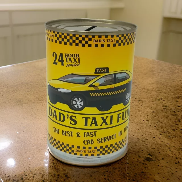 Dads TAXI Novelty Savings Tin HOLDS £260 Saver Money Box Jar Cash Can Piggy Bank