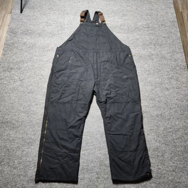 DICKIES Overalls Men's 5XLR Black Double Knee Quilted Lined Workwear Cotton Body
