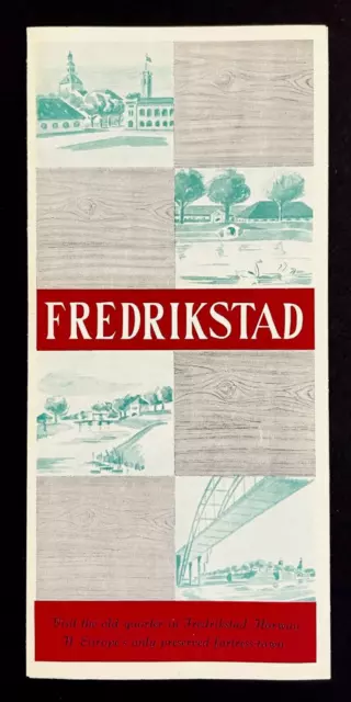 1950s Fredrikstad Norway Vintage Travel Brochure Fortress Town Tourist Guide Map