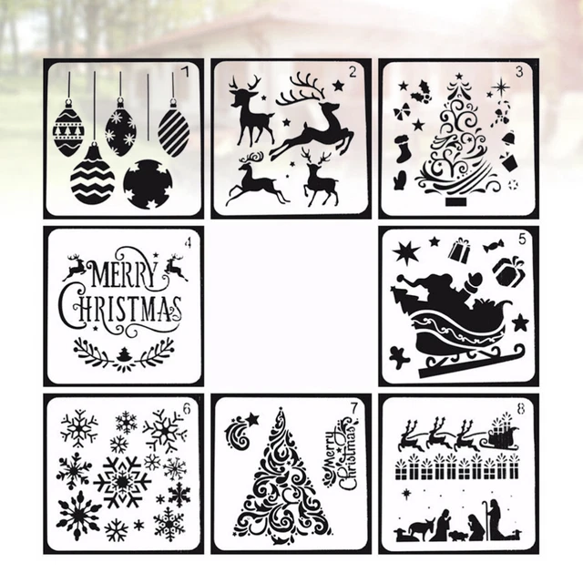 8 plantillas de pintura navideña Feliz Navidad plantilla de dibujo
