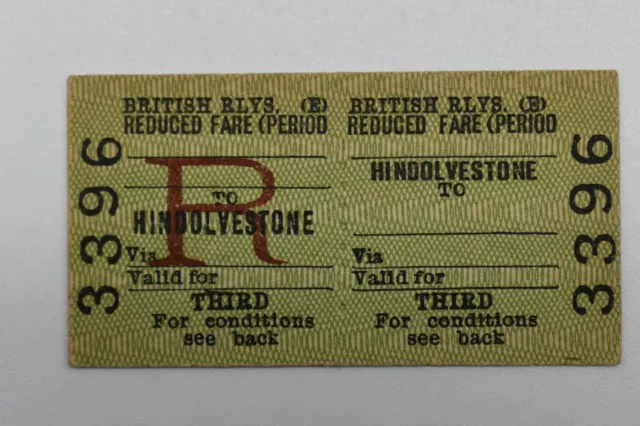 British Railway Ticket 3396 HINDOLVESTONE nach ...........