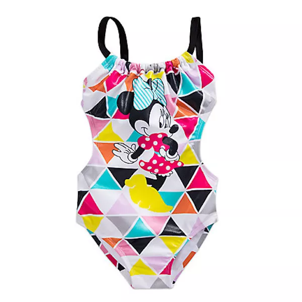 NWT Disney Store Minnie Mouse Geometric Swimsuit UPF 50+ Girls