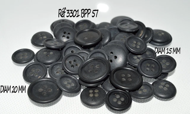Lot De 100 Boutons Plats Gris, Bleu, Noir - Mix De Tailles 15, 17, 20 Mm Pour Couture