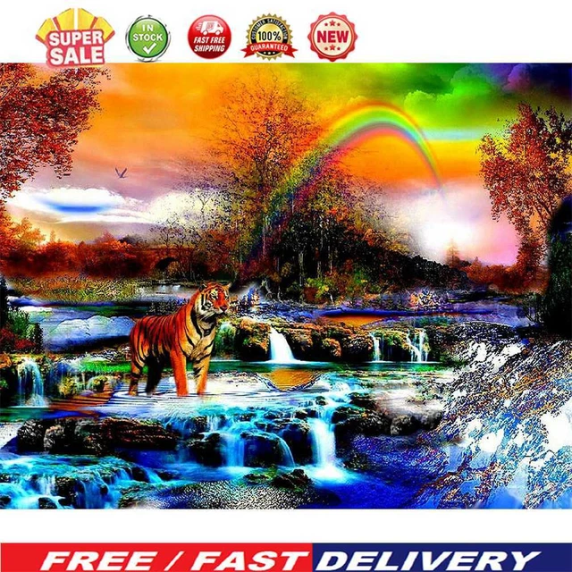 (DE5664) Póster de pintura de diamantes cuadrados mosaico artesanal hágalo usted mismo fantasía tigre diamante S
