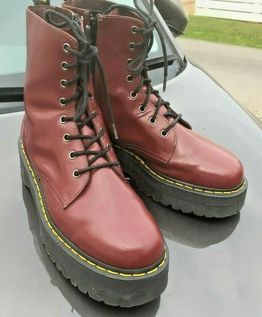 DR MARTENS JADON Aggy cherry red leather boots UK 10 EU 45 £110.00 ...