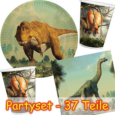 Dino PARTY SET - 37tlg Compleanno per Bambini Dinosauro T-REX Compleanno Bambini Decorazione