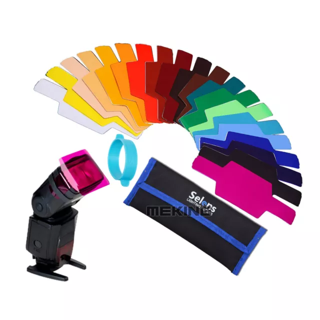 20 Color Photographic Gels Filter for Canon Nikon Oloong Yongnuo Flash Speedlite