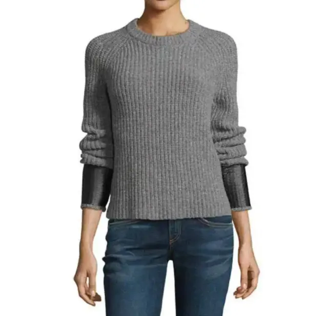 Rag & Bone 100% Merino Wool Size S Bonnie Boxy Fit Chunky Knit Crew-Neck Sweater