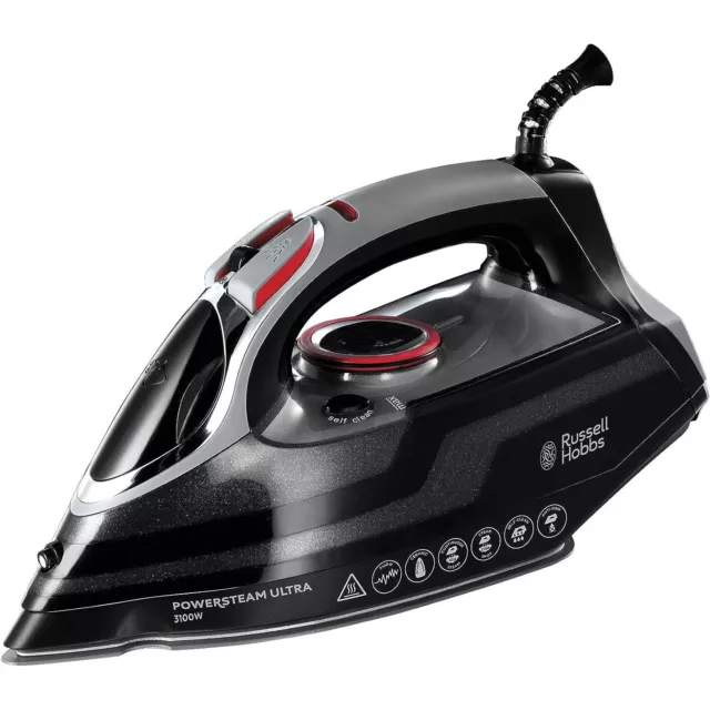 Russell Hobbs Powersteam Ultra 3100W Vertical Steam Iron, Black and Grey - 20630