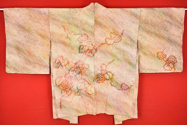 Vintage Japanese Kimono Silk Antique BORO HAORI Kusakizome SHIBORI/A049/460