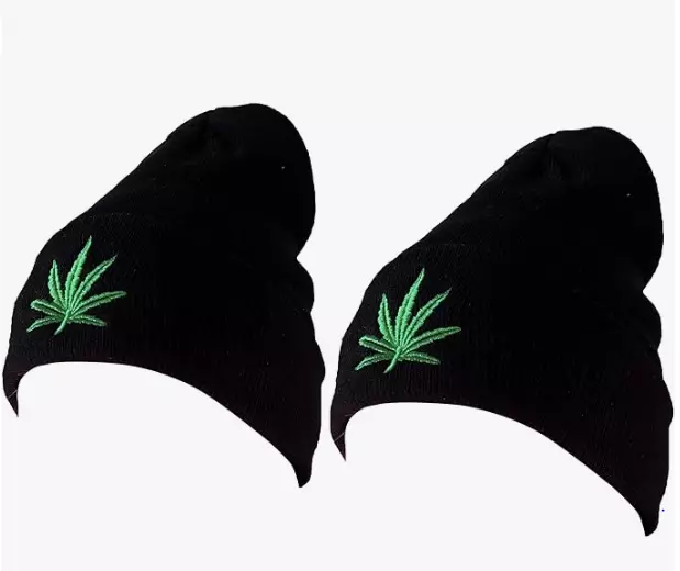 Pack of 20X Embroidery Weed Design Marijuana Leafs Foldable Knit Beanie One Size