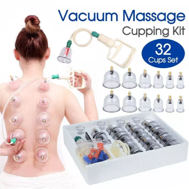 32 Cups Vacuum Cupping Set Massage Acupuncture Kit Suction Massager Pain Relief