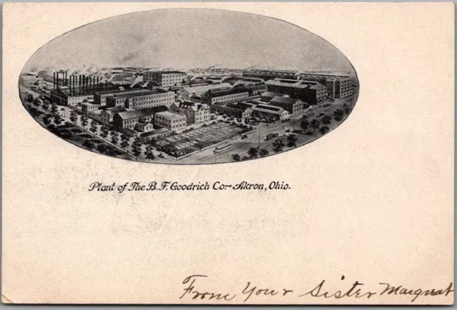 Vintage 1900s AKRON, Ohio Postcard "Plant of the B.F. Goodrich Co." Factory View