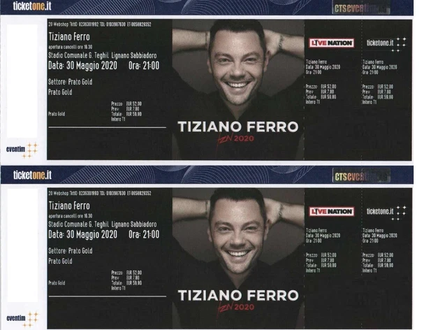 Biglietti PRATO GOLD Concerto TIziano Ferro Lignano 7 giugno 2023