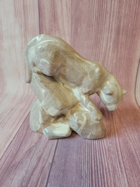 Vintage Mt. Saint Helen's Ash Mountain Lion Art Pottery