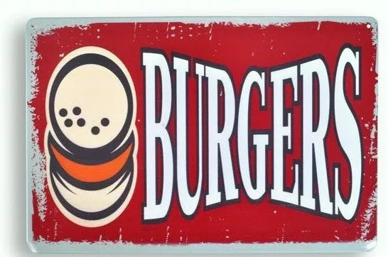 Plaque murale métal tableau American food Burger pub Vintage rétro - 30 x 20 cm