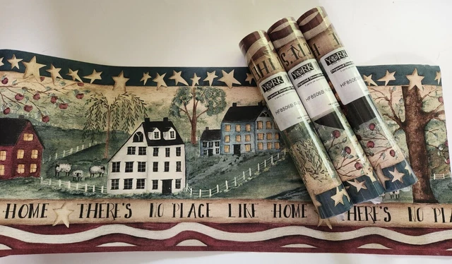 Papel pintado decorativo York de colección 4 rollos borde sin lugar como el hogar americano 20 yardas