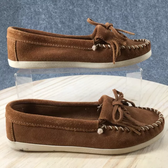 Minnetonka Shoes Womens 8 Newport Casual Comfort Kilty Moccasin 403L Brown Suede