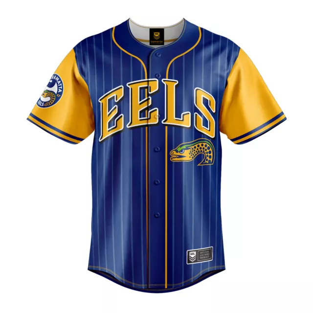 NRL Parramatta Eels Men's 'Slugger' Baseball Shirt - Sizes M - 4XL