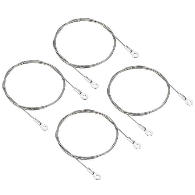 4Pcs 1.5mmx1m Steel Security Cable 4mm ID Eyelets Ended Safety Wire Rope
