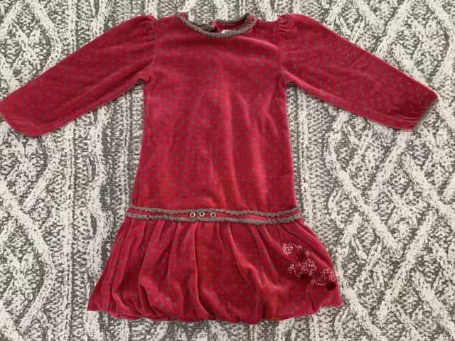 Petit Lem Toddler Girls Pink Polka Dot Velour Drop Waist Bubble Dress - 24 Month