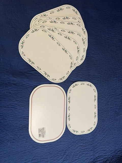 Juego de 8 manteles de vinilo de acebo de invierno Corelle Coordinates Navidad reversibles