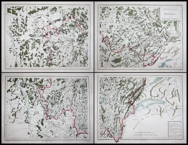 Bourgogne Franche-Comté Dijon Chalon France carte map Mentelle Chanlaire 1797