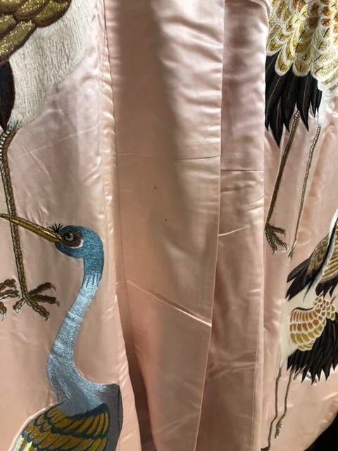 Japanese Kimono Uchikake Luxurious Wedding Embroidery Pure Silk Crane Pink K440 6