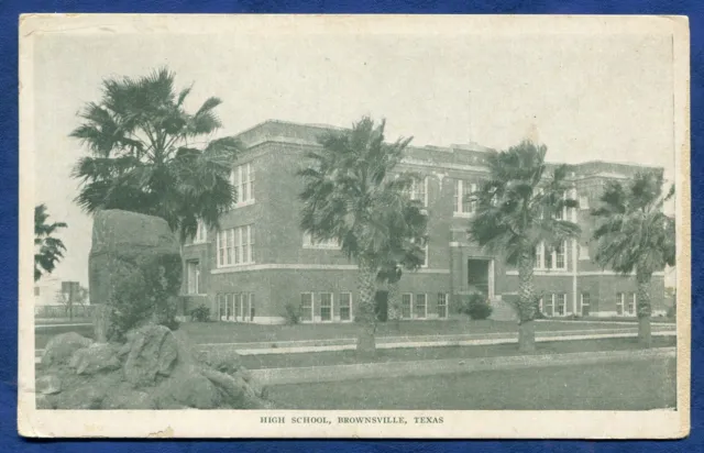 Brownsville Texas tx High School old postcard