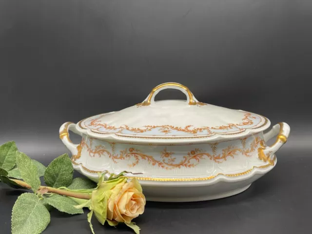 Magnificent Terrine, Tureen Royal Limoges Pierrefonds Hand Painted Rarity