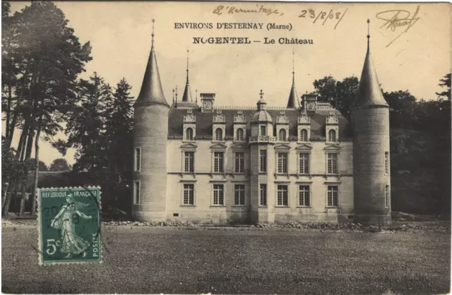 NOGENTEL Le Château près ESTERNAY 51 CPA écrite à René FARCY Paris 23 août 1908