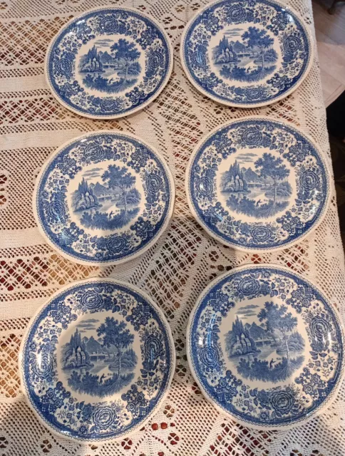 Villeroy & Boch Burgenland Blue White 6 large dessert Plates 21 cm