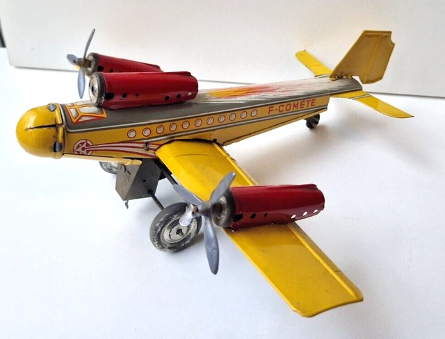 Avion Caravelle Mont-Blanc jouet ancien en tôle époque Joustra
