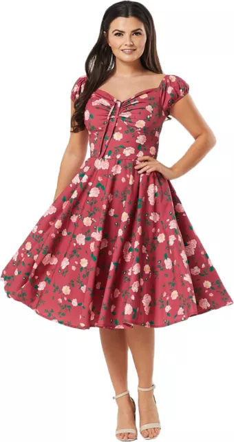 Timeless London TIMMY FLORAL Blumen 50s Kurzarm SWING DRESS Kleid Rockabilly