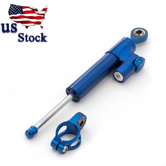 CNC Steering Damper Motorcycle Stabilizer Linear Reversed Motorbike Blue