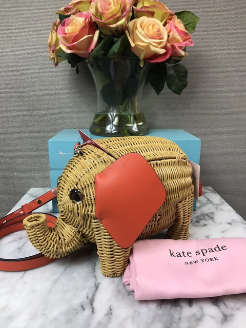 NWT Novelty Kate Spade Tiny Wicker Large Elephant Crossbody